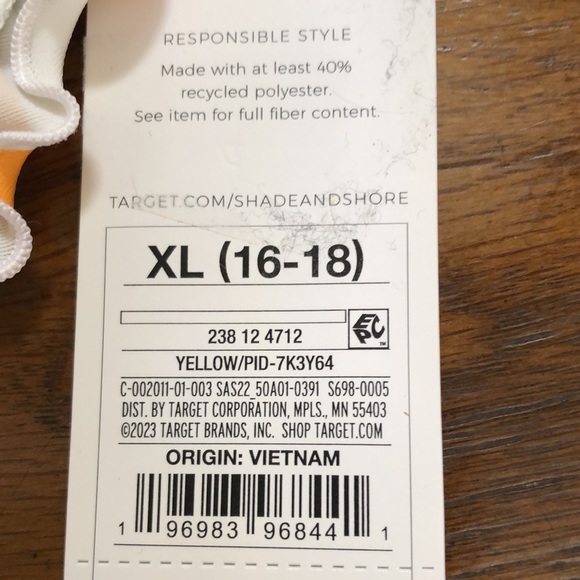 New Women’s striped bikini bottom. Size XL (16-18). Orange/white. Ruffled edge. - Picture 5 of 11